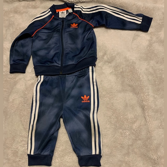 Adidas blue white orange tracksuit 6-9m - Picture 1 of 3